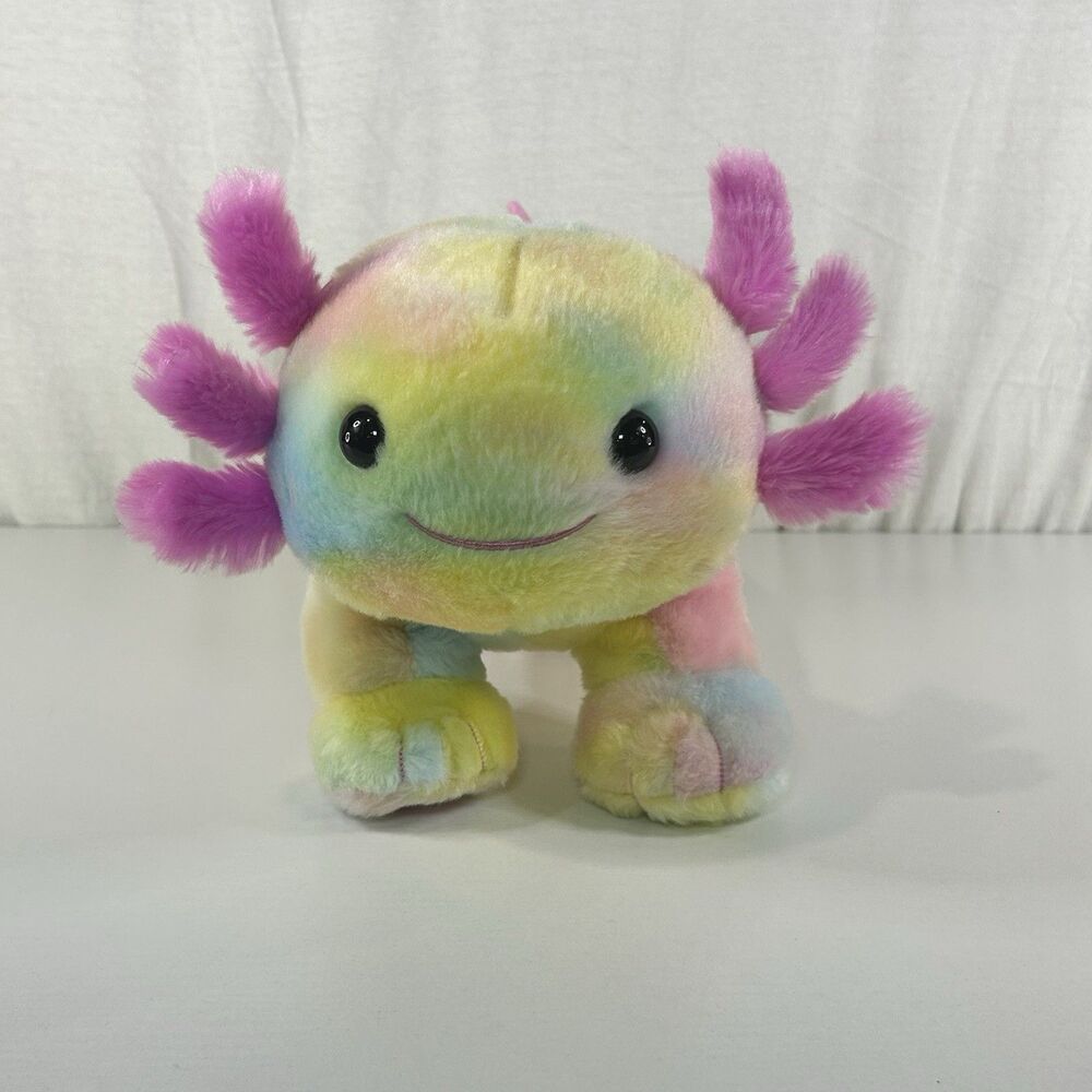 Build A Bear Axolotl Tie Dye Pastel Rainbow 18" BAB Plush Stuffed Animal Retired